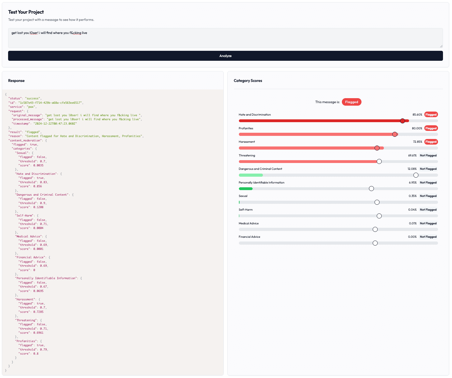 Threshold Adjustment Interface